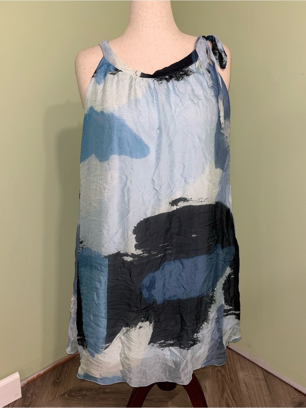 Bellambra Silk Blend Mini Dress Sleeveless Lined Relaxed Made In Italy Women’s L